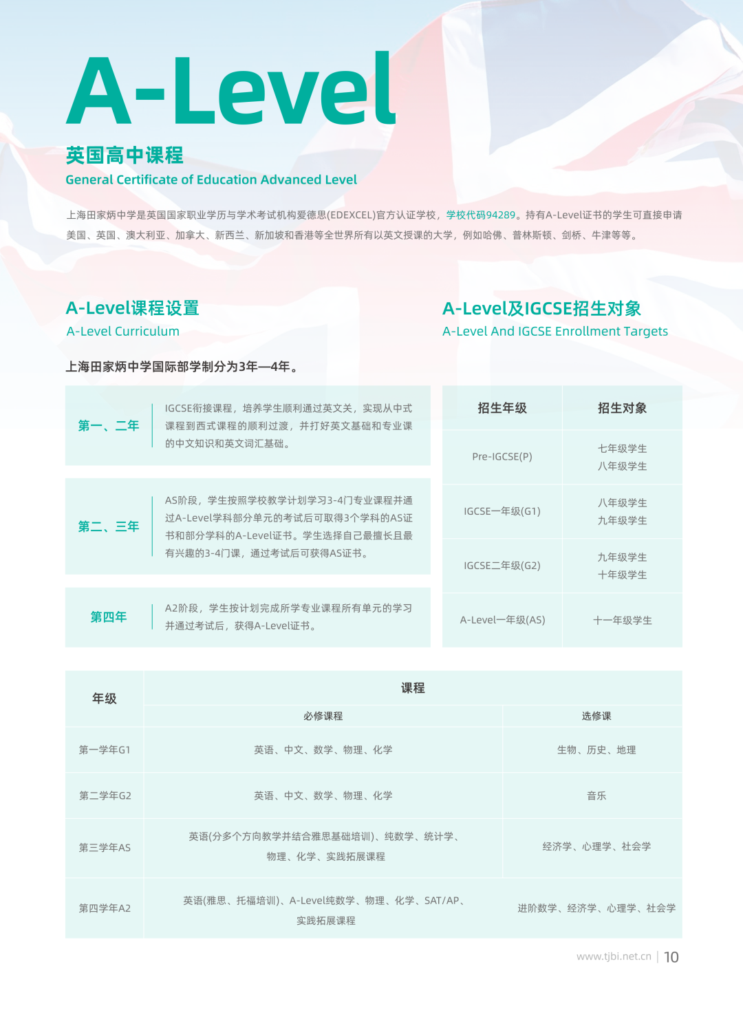 上海田家炳中學(xué)國(guó)際部Alevel課程招生